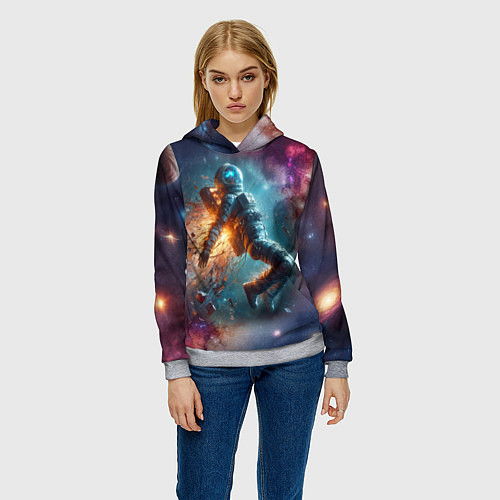 Женская толстовка Космонавт в открытом космосе - нейросеть / 3D-Меланж – фото 3