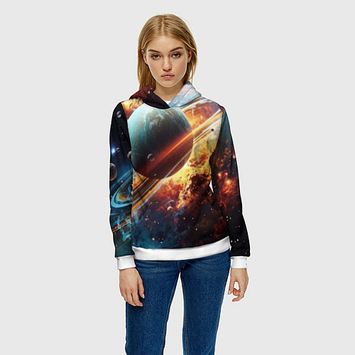 Женская толстовка Большая планета / 3D-Белый – фото 3