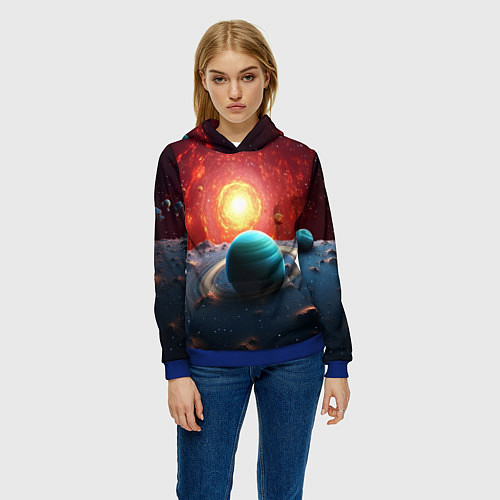 Женская толстовка Космос и разные планеты / 3D-Синий – фото 3