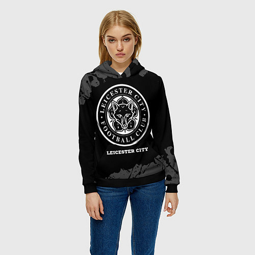 Женская толстовка Leicester City sport на темном фоне / 3D-Черный – фото 3