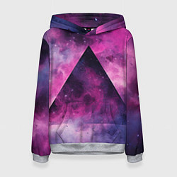 Толстовка-худи женская Пирамида в космосе абстракции, цвет: 3D-меланж