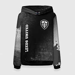 Толстовка-худи женская Leeds United sport на темном фоне вертикально, цвет: 3D-черный
