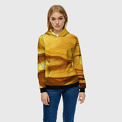 Толстовка-худи женская Золотая поверхность с волнами и рябью, цвет: 3D-черный — фото 2