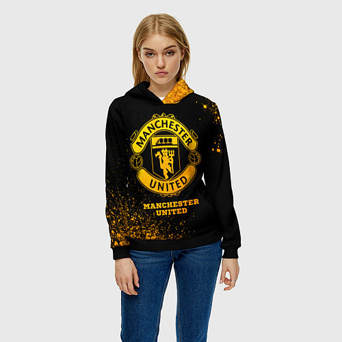 Женская толстовка Manchester United - gold gradient / 3D-Черный – фото 3