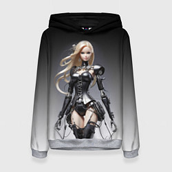 Толстовка-худи женская Cyber Barbie - fantasy cyberpunk ai art, цвет: 3D-меланж