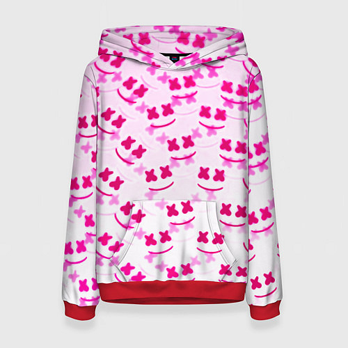 Женская толстовка Marshmello pink colors / 3D-Красный – фото 1
