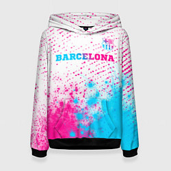 Толстовка-худи женская Barcelona neon gradient style посередине, цвет: 3D-черный