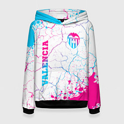 Толстовка-худи женская Valencia neon gradient style вертикально, цвет: 3D-черный