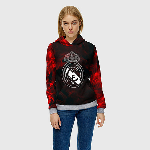 Женская толстовка Реал мадрид огонь красный / 3D-Меланж – фото 3