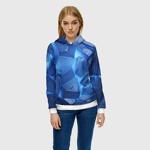 Женская толстовка Синие ледяные плиты с разломом / 3D-Белый – фото 3