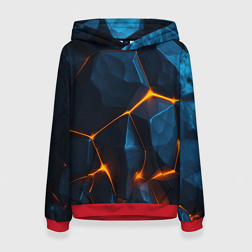 Женская толстовка Разлом плит с оранжевым свечением / 3D-Красный – фото 1