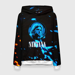 Толстовка-худи женская Nirvana рок бенд краски, цвет: 3D-белый