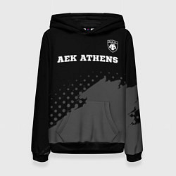 Толстовка-худи женская AEK Athens sport на темном фоне посередине, цвет: 3D-черный