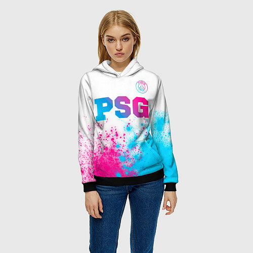 Женская толстовка PSG neon gradient style посередине / 3D-Черный – фото 3