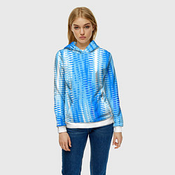 Толстовка-худи женская Бело-голубой полосатый, цвет: 3D-белый — фото 2