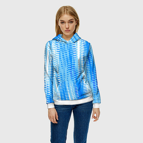 Женская толстовка Бело-голубой полосатый / 3D-Белый – фото 3