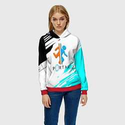 Толстовка-худи женская Portal краски текстура гейм, цвет: 3D-красный — фото 2