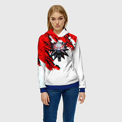 Толстовка-худи женская Ведьмак лого стиль краски, цвет: 3D-синий — фото 2