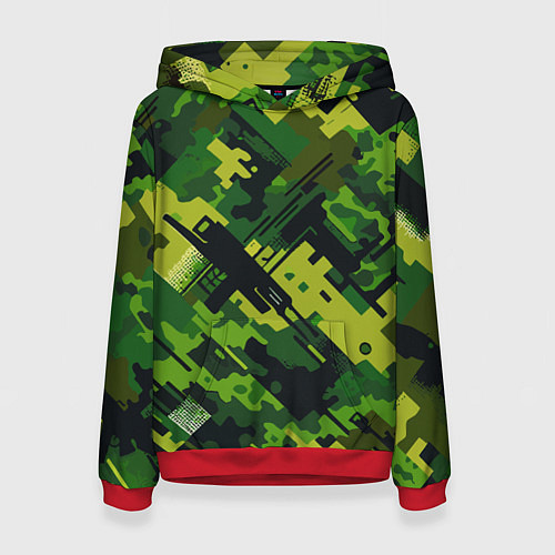 Женская толстовка Camouflage - pattern ai art / 3D-Красный – фото 1