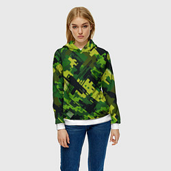 Толстовка-худи женская Camouflage - pattern ai art, цвет: 3D-белый — фото 2