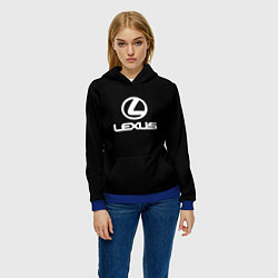 Толстовка-худи женская Lexus white logo, цвет: 3D-синий — фото 2