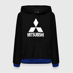 Толстовка-худи женская Mitsubishi logo white, цвет: 3D-синий