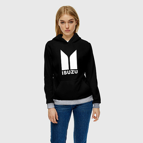 Женская толстовка Isuzu white logo / 3D-Меланж – фото 3