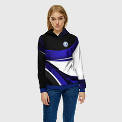 Толстовка-худи женская Фольцваген - синяя волна, цвет: 3D-синий — фото 2