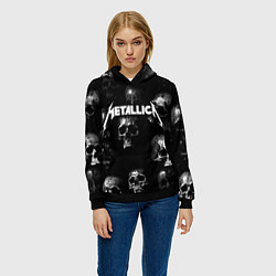 Толстовка-худи женская Metallica - logo rock group, цвет: 3D-черный — фото 2