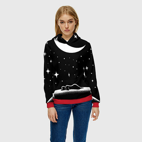 Женская толстовка Космический сон - нейросеть / 3D-Красный – фото 3