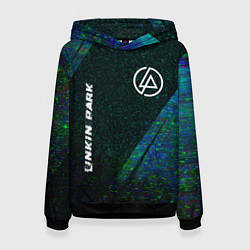Толстовка-худи женская Linkin Park glitch blue, цвет: 3D-черный