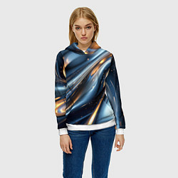 Толстовка-худи женская Синяя обтекаемая текстура, цвет: 3D-белый — фото 2