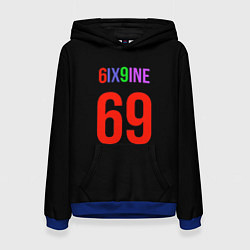 Толстовка-худи женская 6ix9ine logo, цвет: 3D-синий