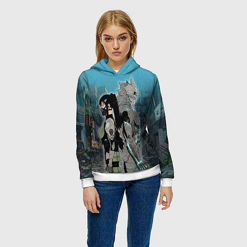 Женская толстовка Хибино и Аширо -Кайдзю номер 8 / 3D-Белый – фото 3