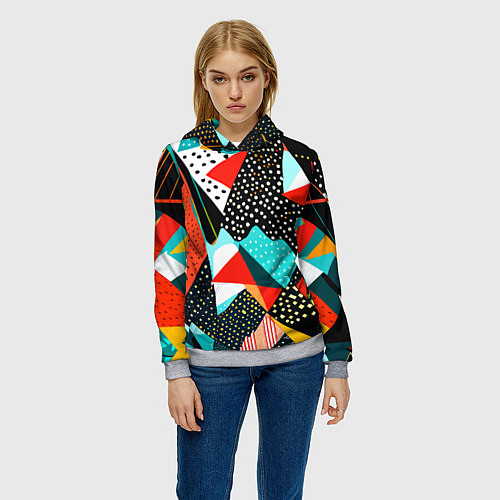 Женская толстовка Abstract patchwork - ai art / 3D-Меланж – фото 3
