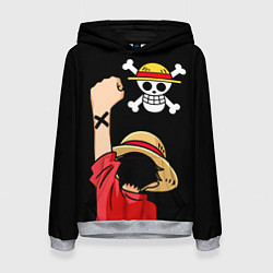 Толстовка-худи женская One piece - Monkey D Luffy, цвет: 3D-меланж