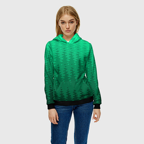Женская толстовка Зелёный абстрактный градиент / 3D-Черный – фото 3