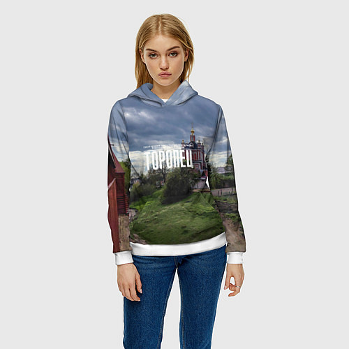 Женская толстовка Торопец Корсунско-Богородский собор / 3D-Белый – фото 3