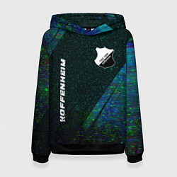 Толстовка-худи женская Hoffenheim glitch blue, цвет: 3D-черный