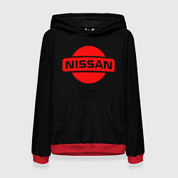 Толстовка-худи женская Nissan red logo, цвет: 3D-красный