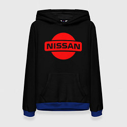Толстовка-худи женская Nissan red logo, цвет: 3D-синий
