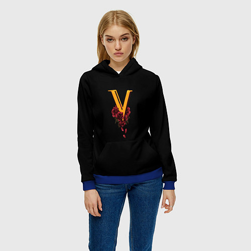 Женская толстовка Valentinos logo Cyberpunk / 3D-Синий – фото 3