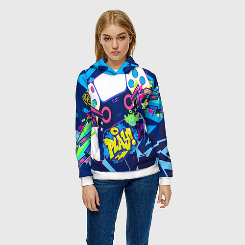 Женская толстовка Абстрактное граффити с приставкой / 3D-Белый – фото 3