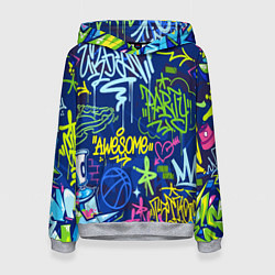 Толстовка-худи женская Урбанизм и граффити, цвет: 3D-меланж