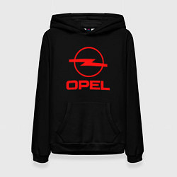 Толстовка-худи женская Opel red logo auto, цвет: 3D-черный