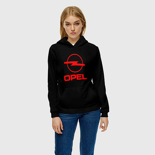 Женская толстовка Opel red logo auto / 3D-Черный – фото 3