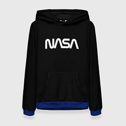 Толстовка-худи женская Nasa white logo, цвет: 3D-синий