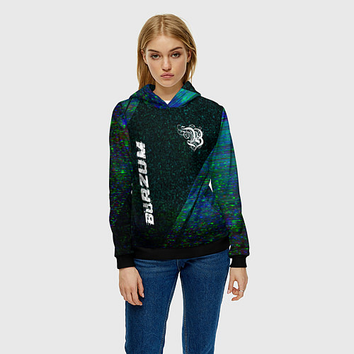 Женская толстовка Burzum glitch blue / 3D-Черный – фото 3