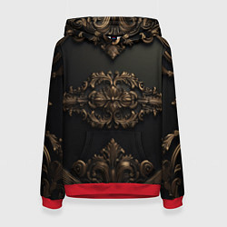 Толстовка-худи женская Объемные темные золотые узоры, цвет: 3D-красный