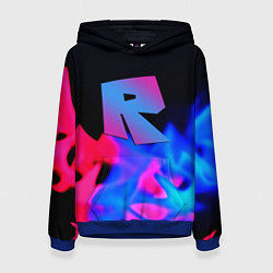 Толстовка-худи женская Roblox neon flame, цвет: 3D-синий